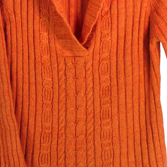 Faded Glory Fuzzy Knit Hoodie Sweater Women 22W/24W Orange Soft V Neck Cozy - Picture 3 of 9